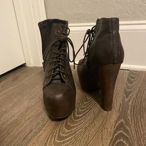 Brown Lace-Up Booties